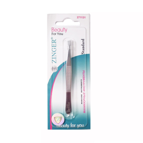 Zinger Пинцет Standart 86014-S скошенный серебристый глянцевый