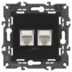 14-3108-05 ЭРА Розетка 2хRJ45, IP20, антрацит | Elegance Антрацит