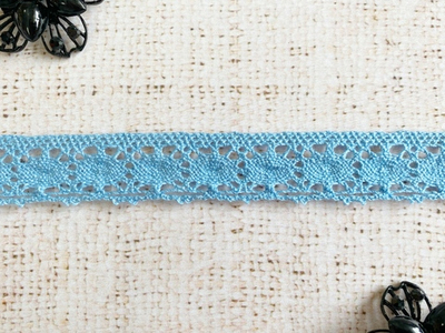 Кружево хлопковое/Тесьма вязаная 25.01.027, ш. 2,5 см, голубой