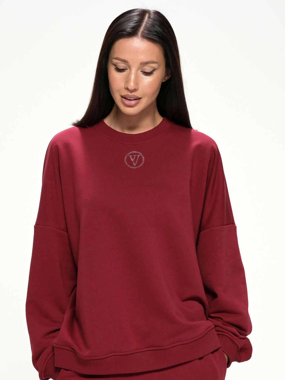 Костюм oversize в стиле спорт шик, бордовый