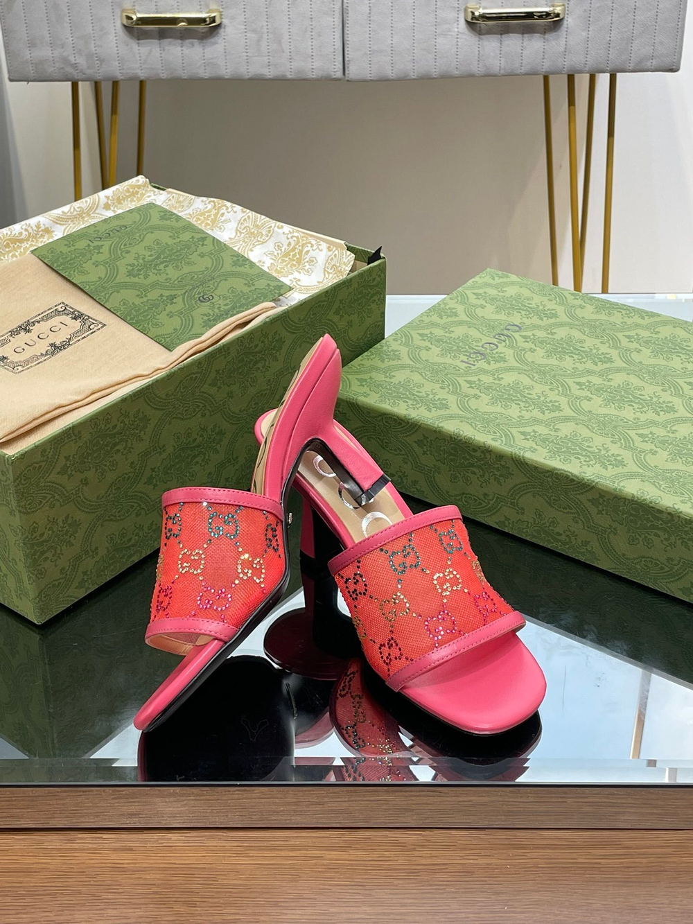 Gucci GG Mid-Heel Slide Sandal 7.5 cm