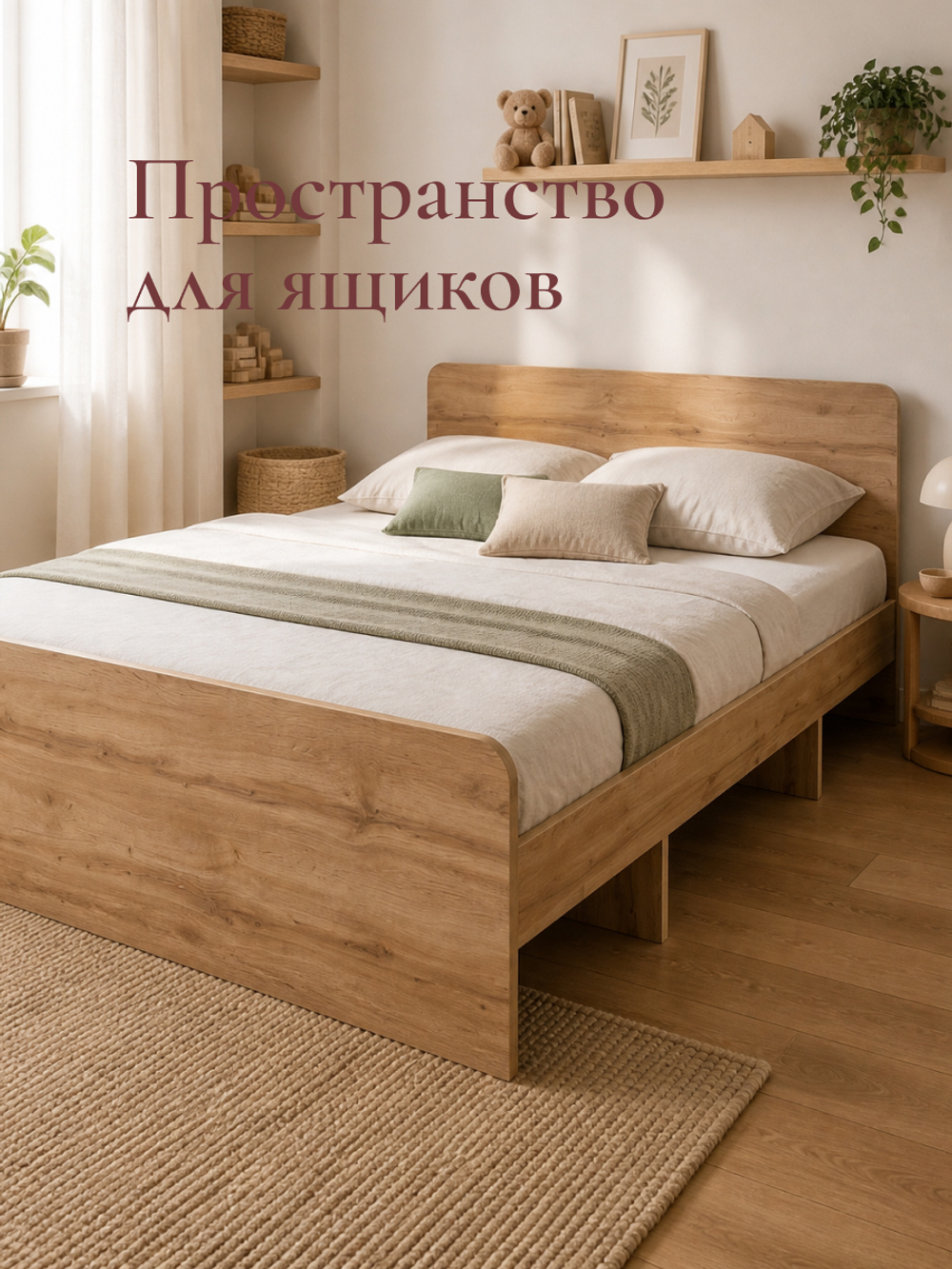 Кровать Boro 140х200 с настилом/ЛДСП/артизан
