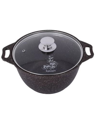 Кастрюля 3л «Мраморная»(кофейный мрамор) со стеклянной крышкой кмк32а