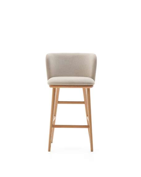 Ciselia Полубарный стул из бежевого шенилла и ясеня в натуральной отделке
