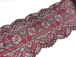 Эластичное кружево, ОПТ 23 см, черное и винный, (Арт: EK-2021), м