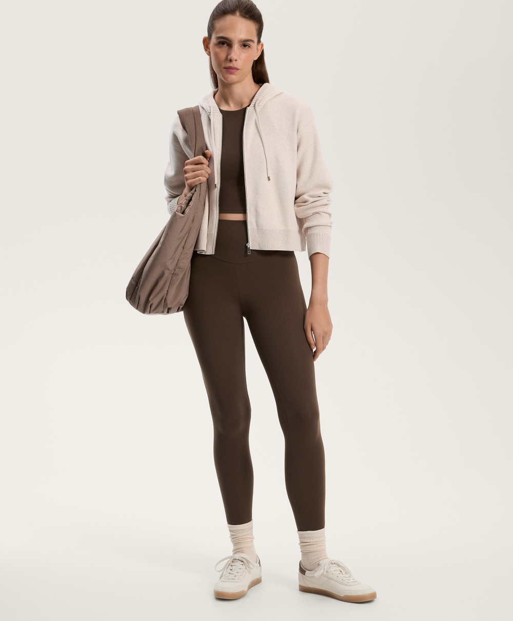 Oysho Вязаная куртка с капюшоном, каменный