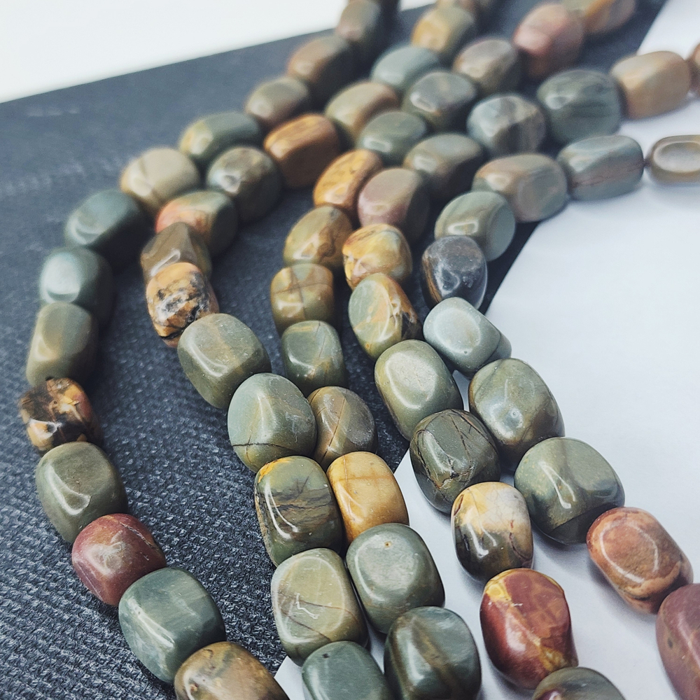 Яшма Пикассо, полихромная яшма, прямоугольник, бочонок, р-р 13×8мм, штучно