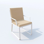 Обеденная группа Ideal Patio ДИВА АЛЬБА  каркас белый, стол стекло диа 110, ткань бежевая