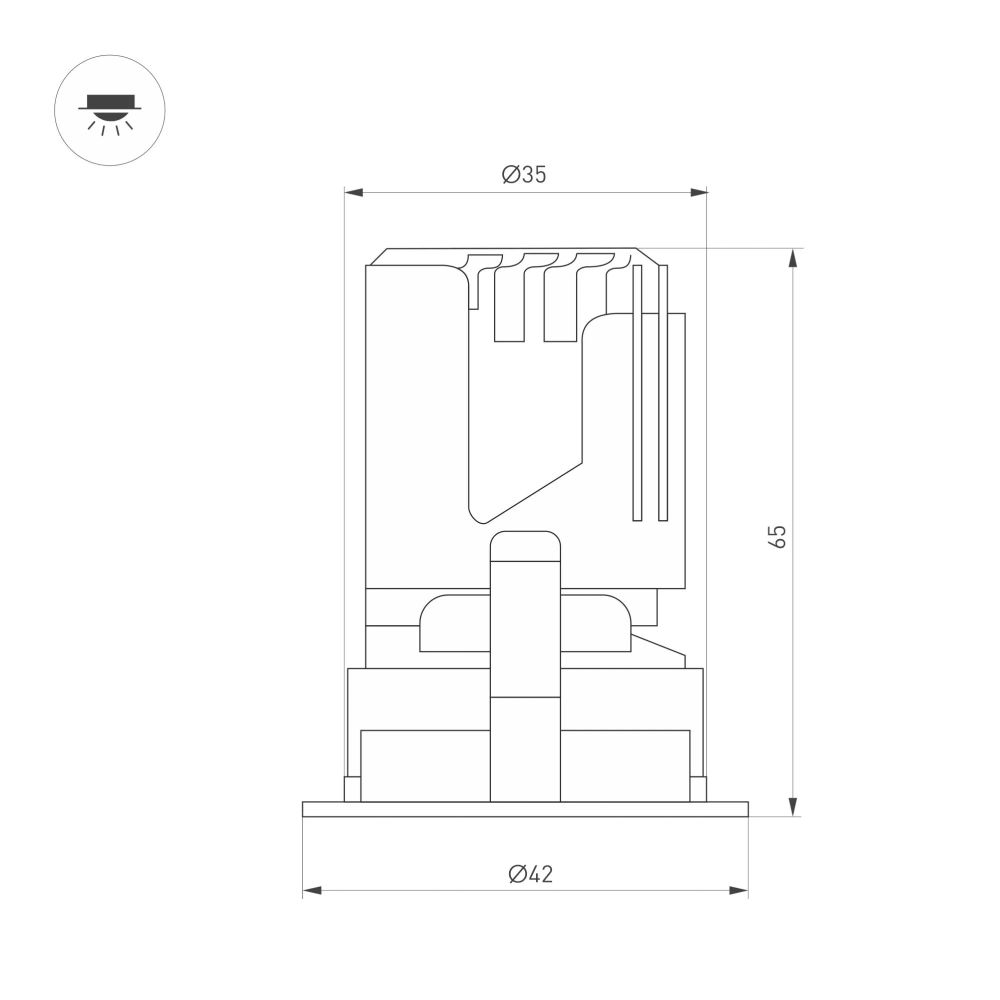 Светильник MS-ARADO-BUILT-R35-3W Warm3000 (WH-WH, 36 deg, 230V) (Arlight, IP20 Металл, 5 лет) 059101