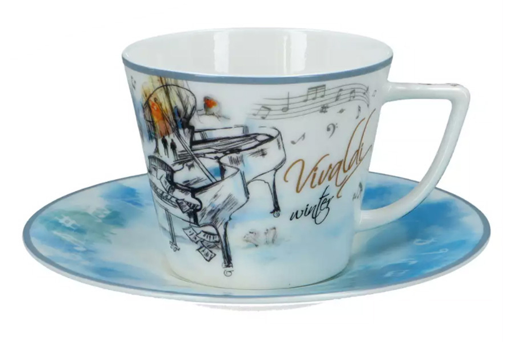 Чайная пара 230мл Carmani Зима A. Vivaldi белая/голубая