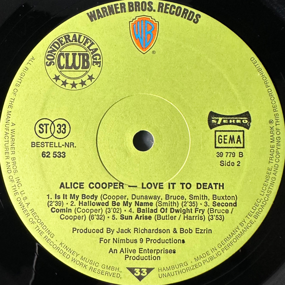 Alice Cooper ‎– Love It To Death (Германия 1973г.)