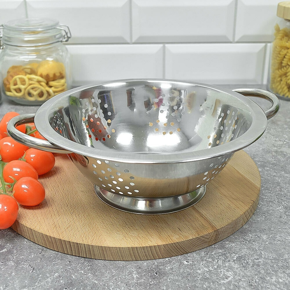 Дуршлаг 22см нерж с ручками на ножке, 5102-22