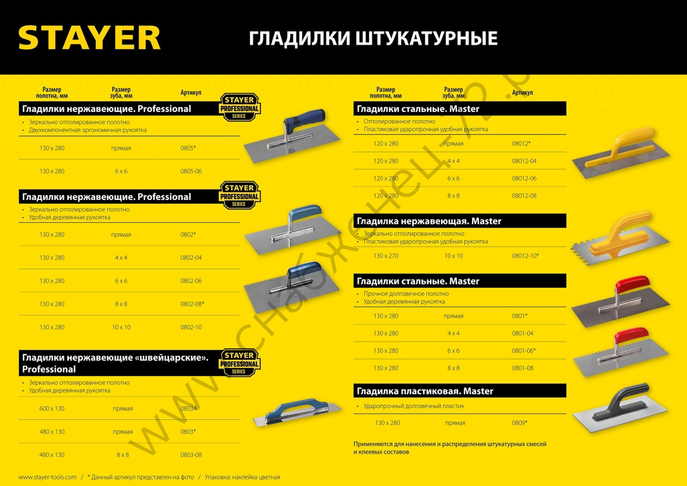 STAYER 130х280 мм, Штукатурная гладилка, PROFESSIONAL (0802)