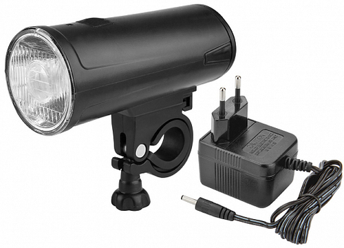 Фонарь передний на руль JY-244 JING YI, 1 лампа 0.5Вт, аккумулятор с подзарядкой, водозащит. черный