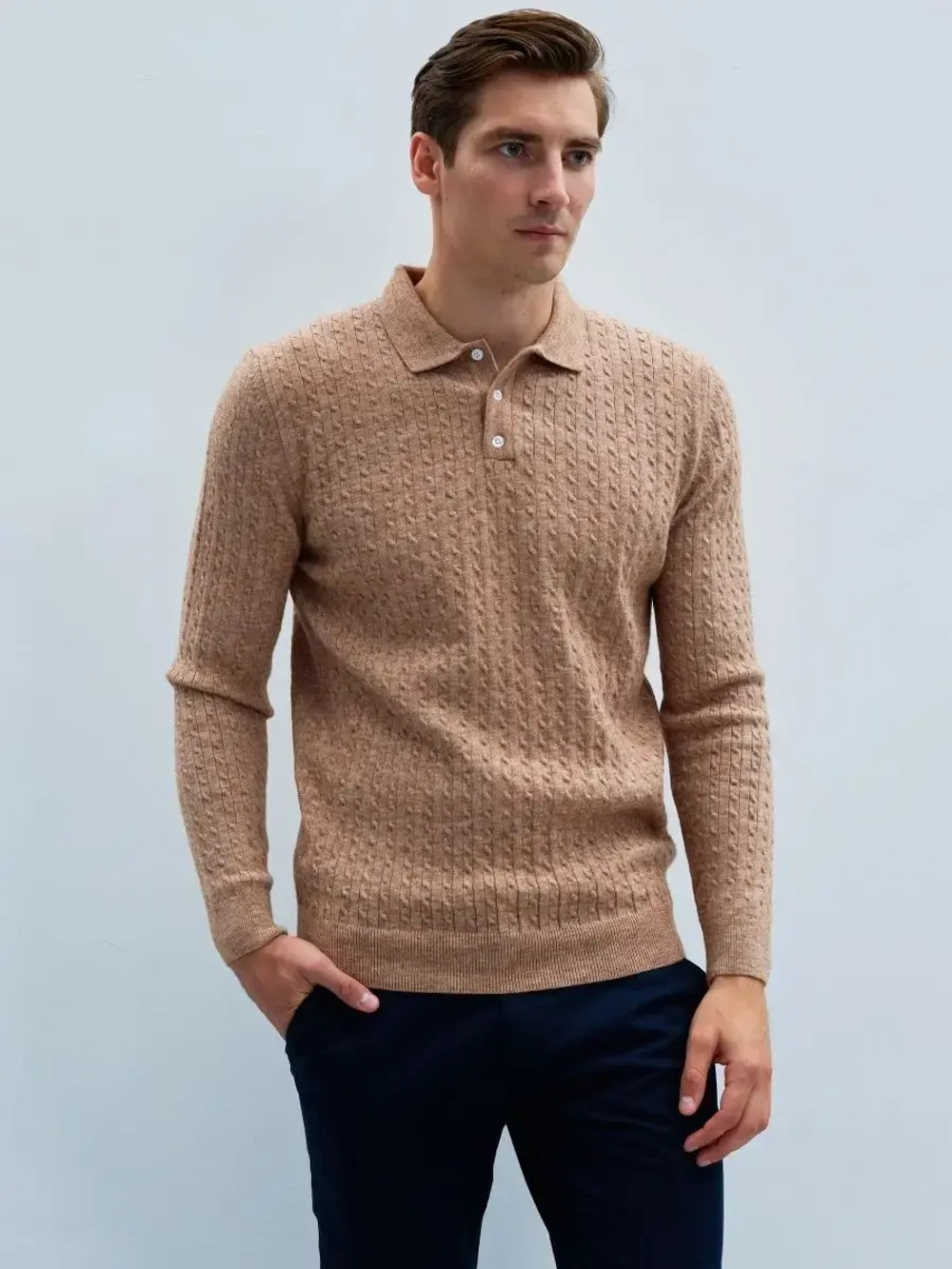 Джемпер поло с косами