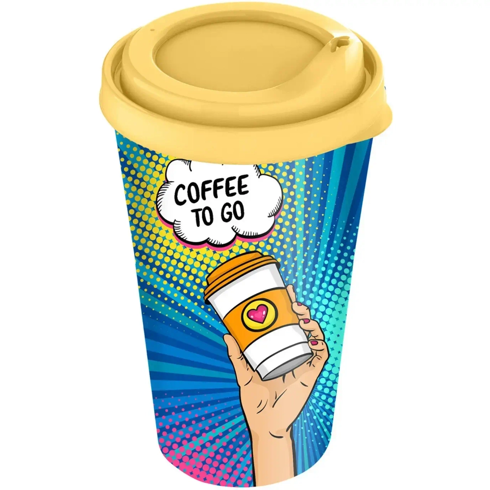 Набор: стакан с крышкой 550мл с декором + контейнер для хранения 0,4л с декором «IZI-GO»