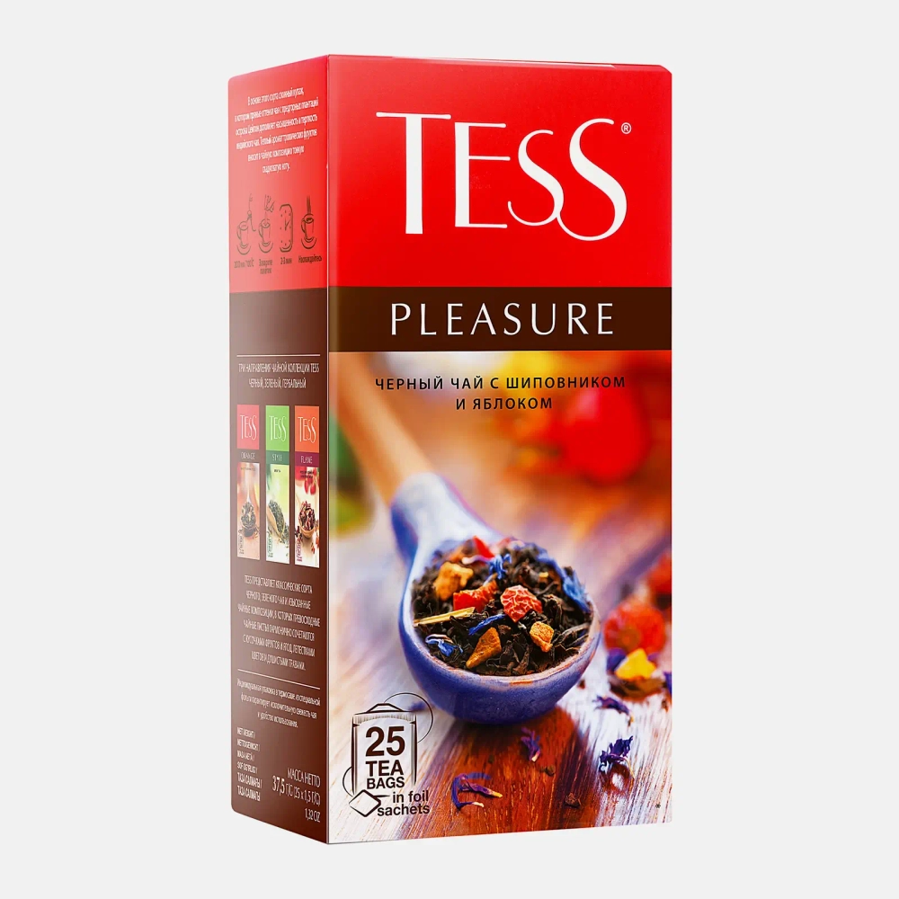 Чай черный Tess Pleasure с шиповником и яблоком 25пак*1.5г 37.5г