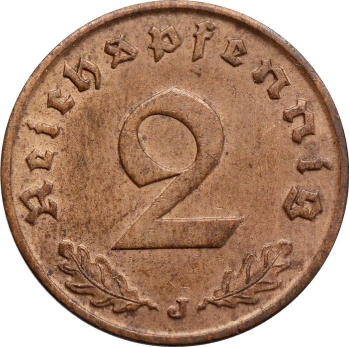2 рейхспфеннига 1938 Германия (Третий рейх) "J"