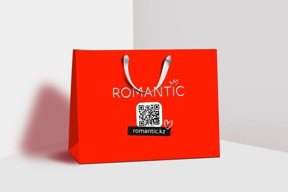 Пакет Romantic с QR-кодом. Красный (большая) 41.5*43.5*31.5