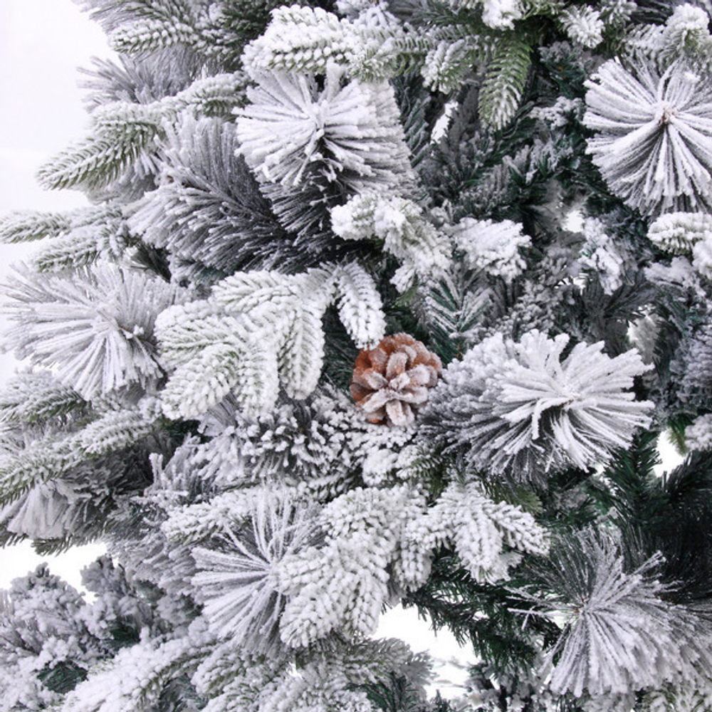 Ёлка «Снежная рапсодия» 180 см, ПВХ+Леска, шишки, белый иней (720 веток)