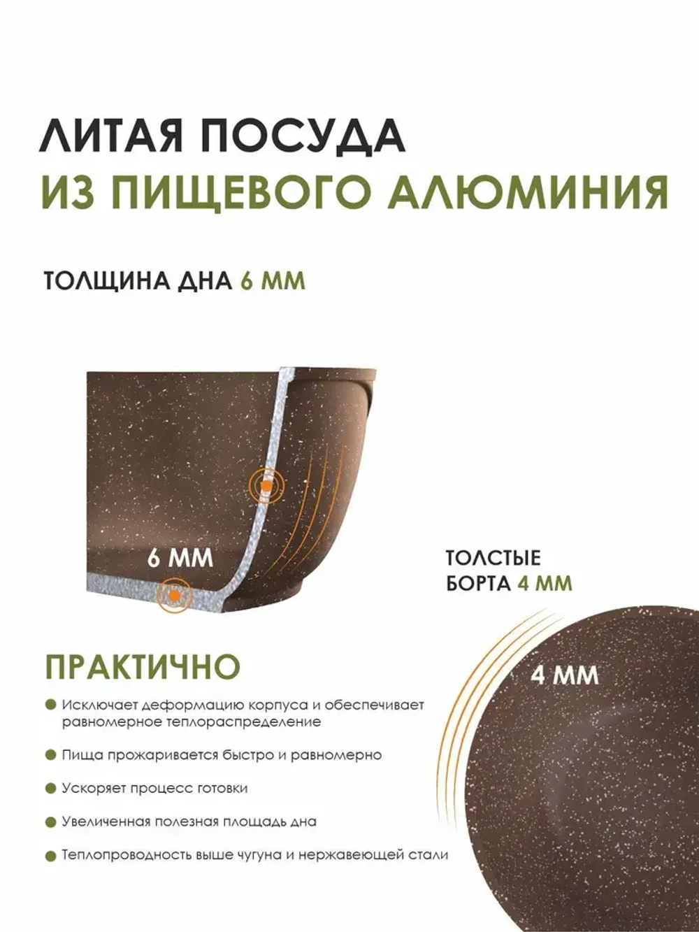 Ковш "Мечта" Гранит с несъемной ручкой и крышкой 1.2л и 1.7л