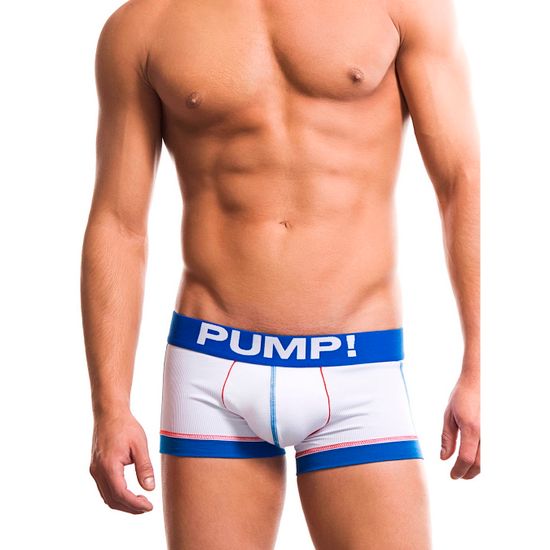 Мужские трусы боксеры белые с синей окантовкой PUMP! Baseball
