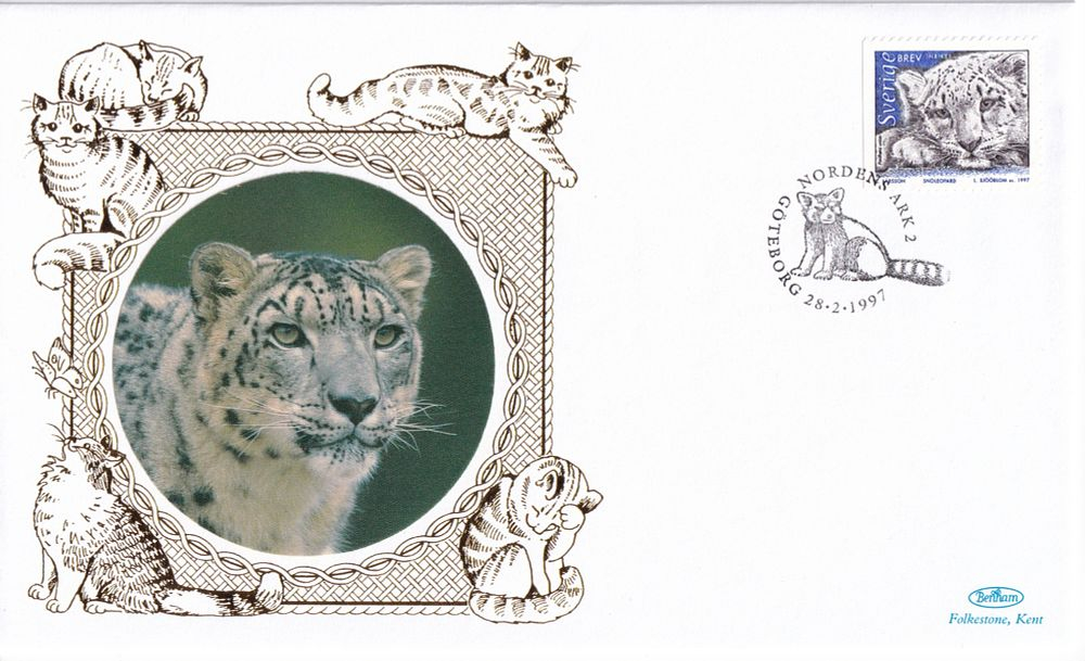 Конверт Первого дня Швеции от 28 февраля 1997 года с маркой и спецгашением