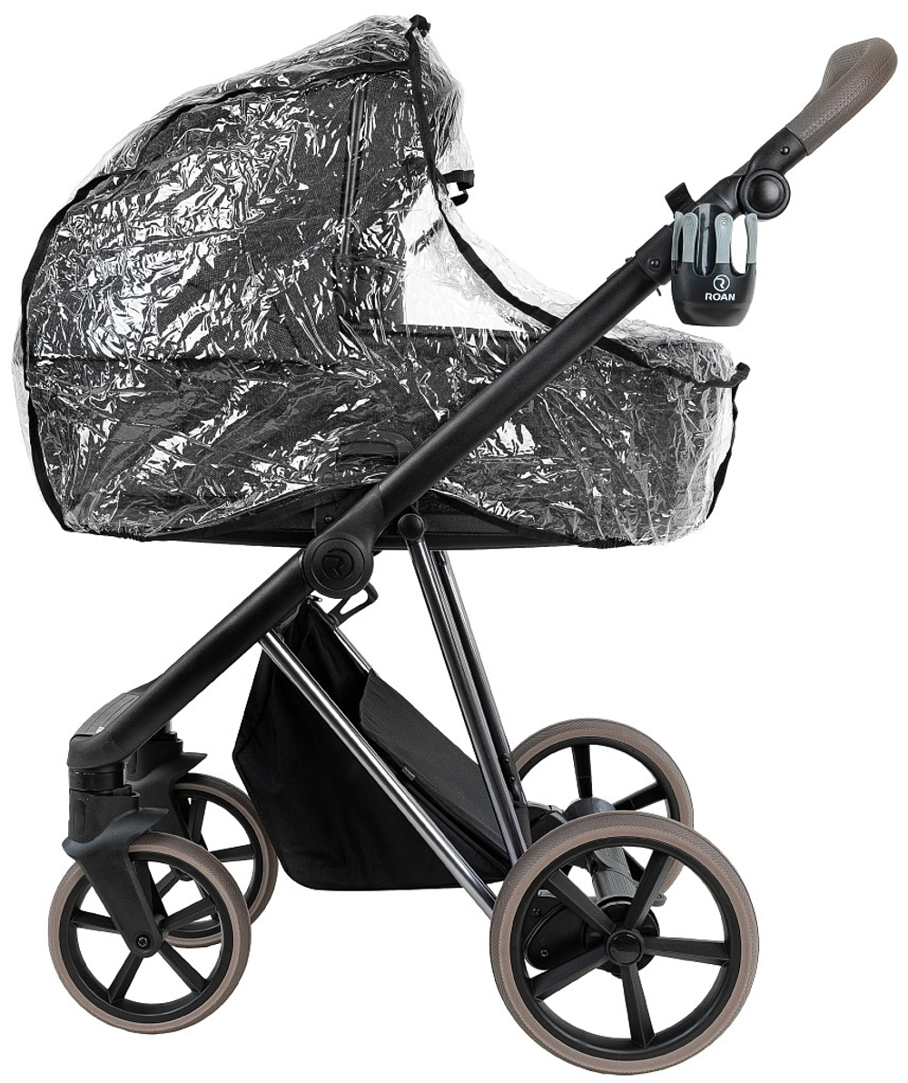 Детская коляска Roan Sol Vintage Luxury 2.0 3 в 1 с автокреслом Pituso Baesa Pro Black,Beige Canopy PIX/55/D Pixel/Dark/Nickel/руч.Cappuccino