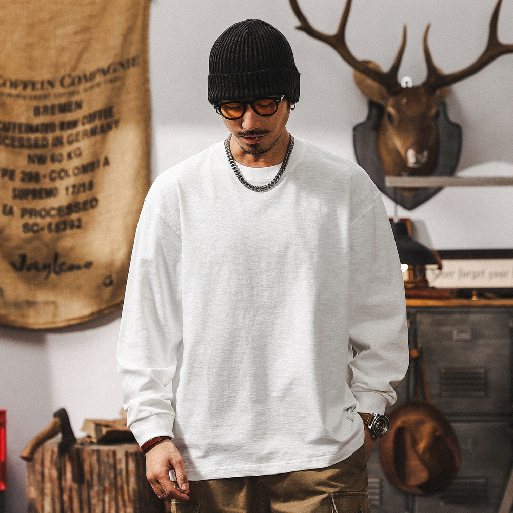 Мужская футболка с текстурой бамбука, с длинным рукавом, весна-осень.Оптом и в розницу