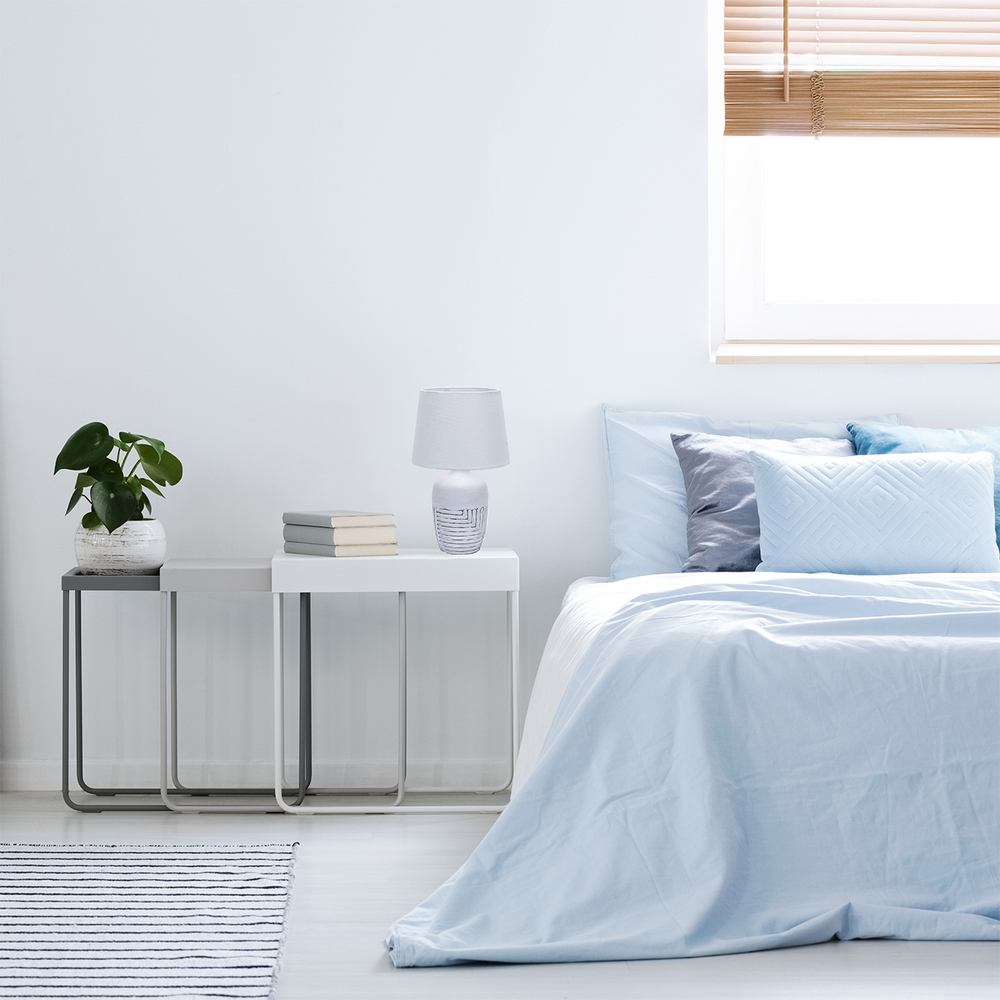 Настольный светильник 1x40Вт E27, керамика/ткань, белый