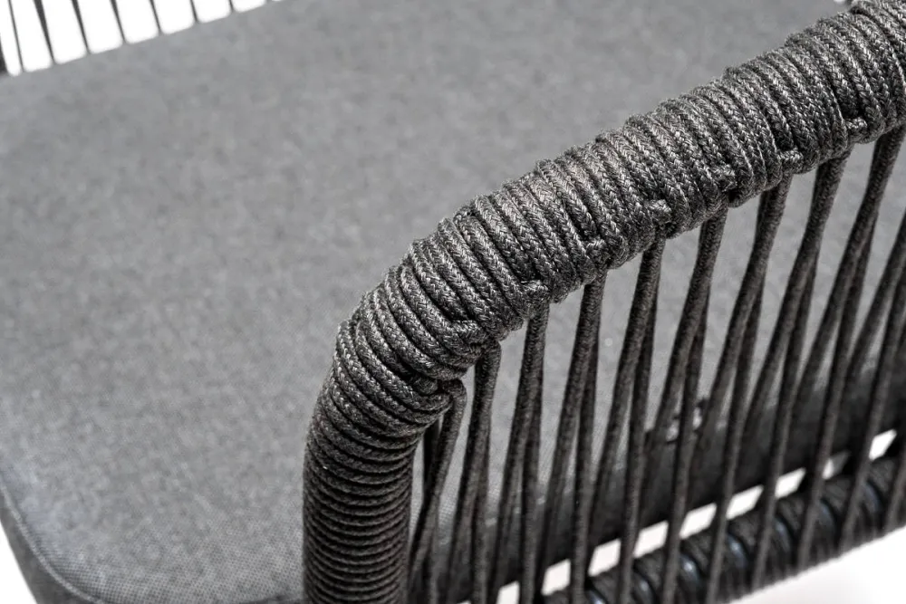 "Венето" обеденная группа на 6 персон со стульями "Марсель", каркас темно-серый, роуп темно-серый