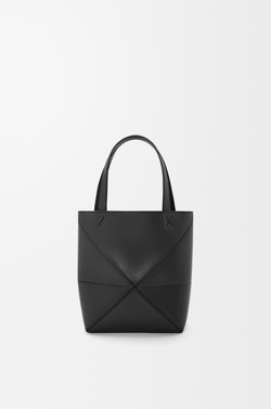 Loewe Мини-сумка Puzzle Fold из блестящей телячьей кожи, черный