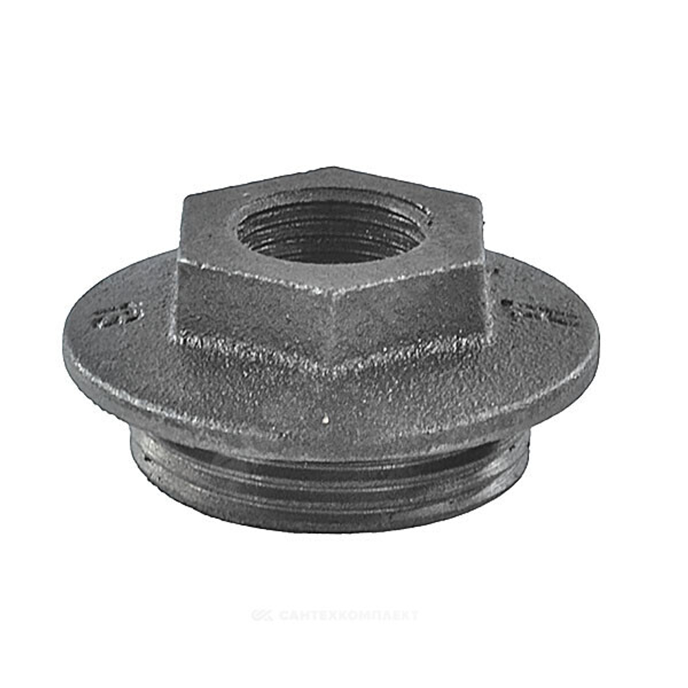 Заглушка (пробка) проходная 1 1/4"x1/2" правая резьба для чугунных радиаторов CRMTCLB