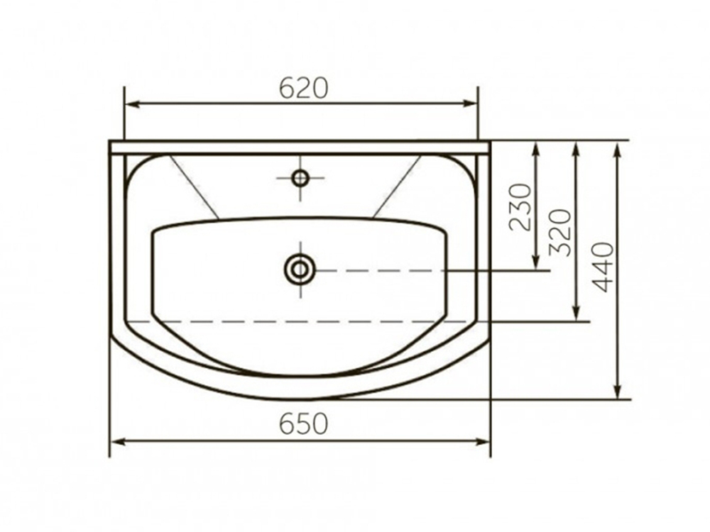 Раковина накладная "Элеганс-65" белая (Rosa)