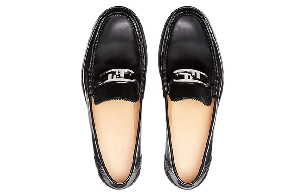 FENDI O"Lock Logo Plaque Loafers