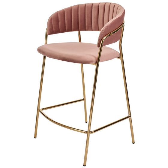 Полубарный стул Turin пудровый велюр с золотыми ножками | Купить в Hallberg.ru