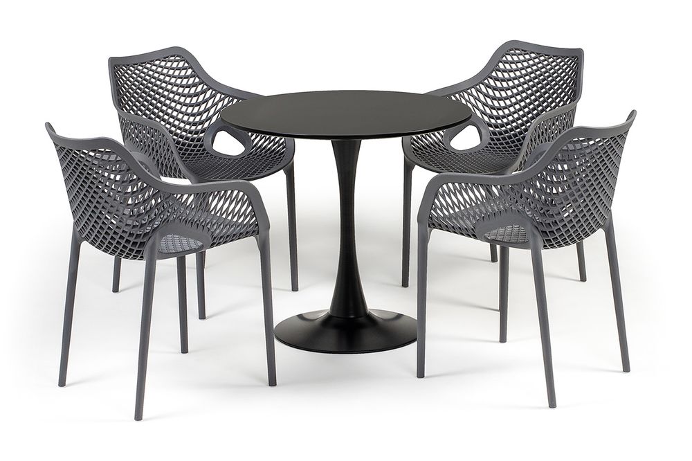 "Беллини" обеденная группа на 4 персоны, цвет темно-серый