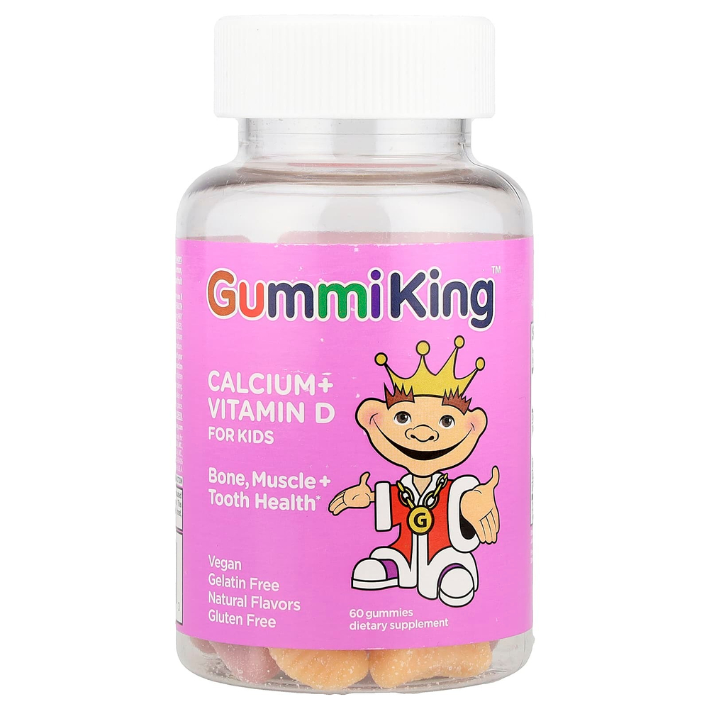 GummiKing, кальций и витамин D для детей, 60 жевательных таблеток
