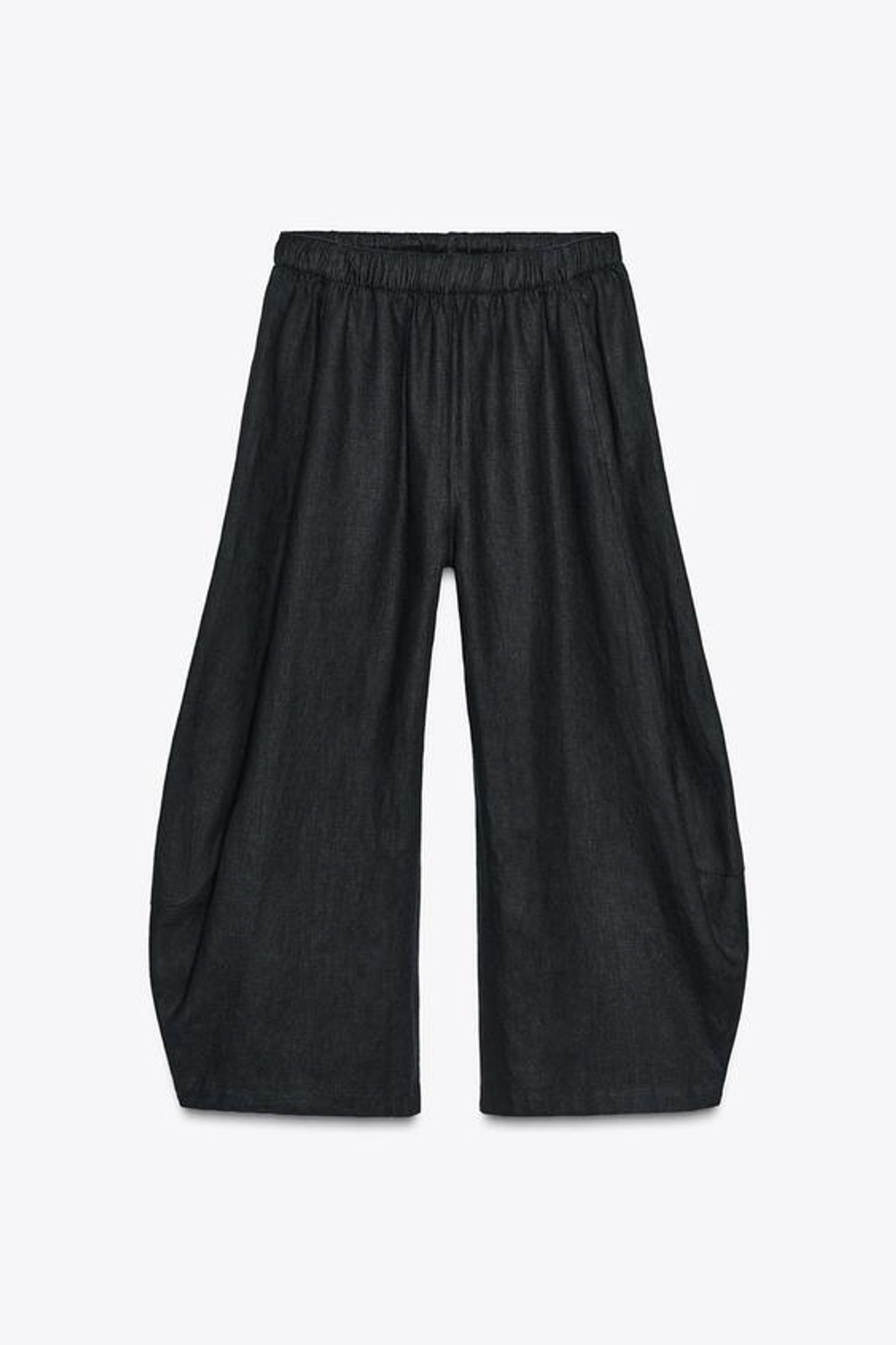 ZARA ЛЬНЯНЫЕ БРЮКИ С ОБЪЕМОМ — ZW COLLECTION, ЧЕРНЫЙ