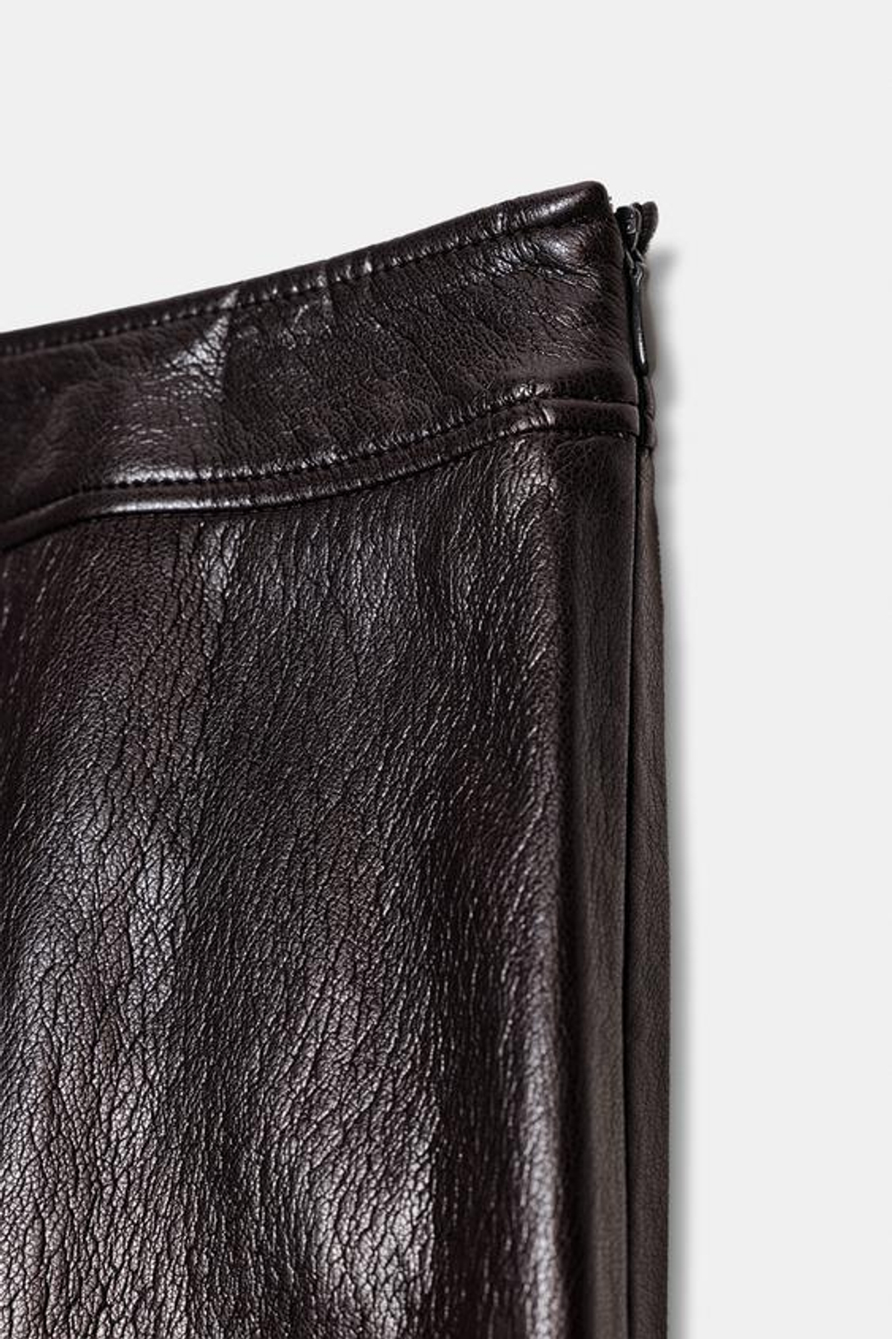 ZARA ЮБКА МИДИ ИЗ ИСКУССТВЕННОЙ КОЖИ, КОРИЧНЕВЫЙ