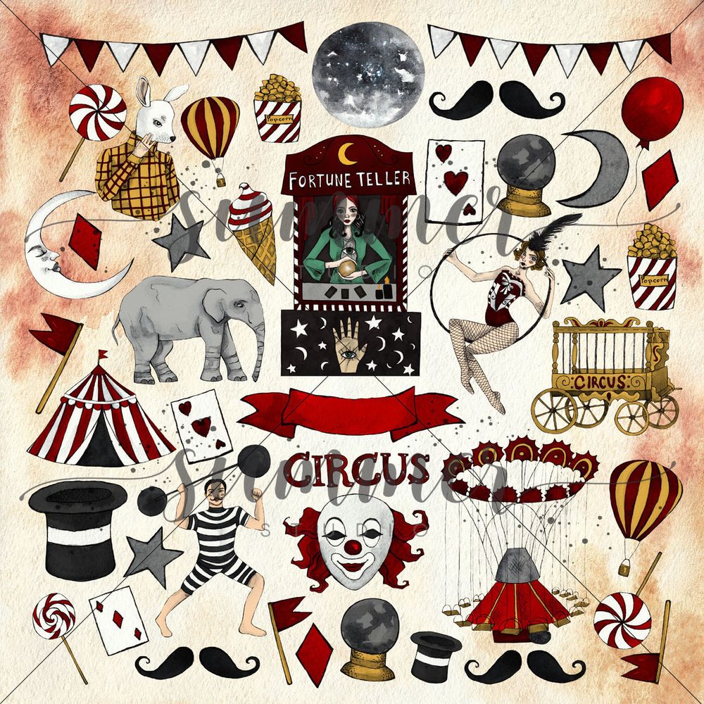 Лист для вырезания &quot;Circus elements&quot; 250гр, 30,5*30,5см, SS10122020-6