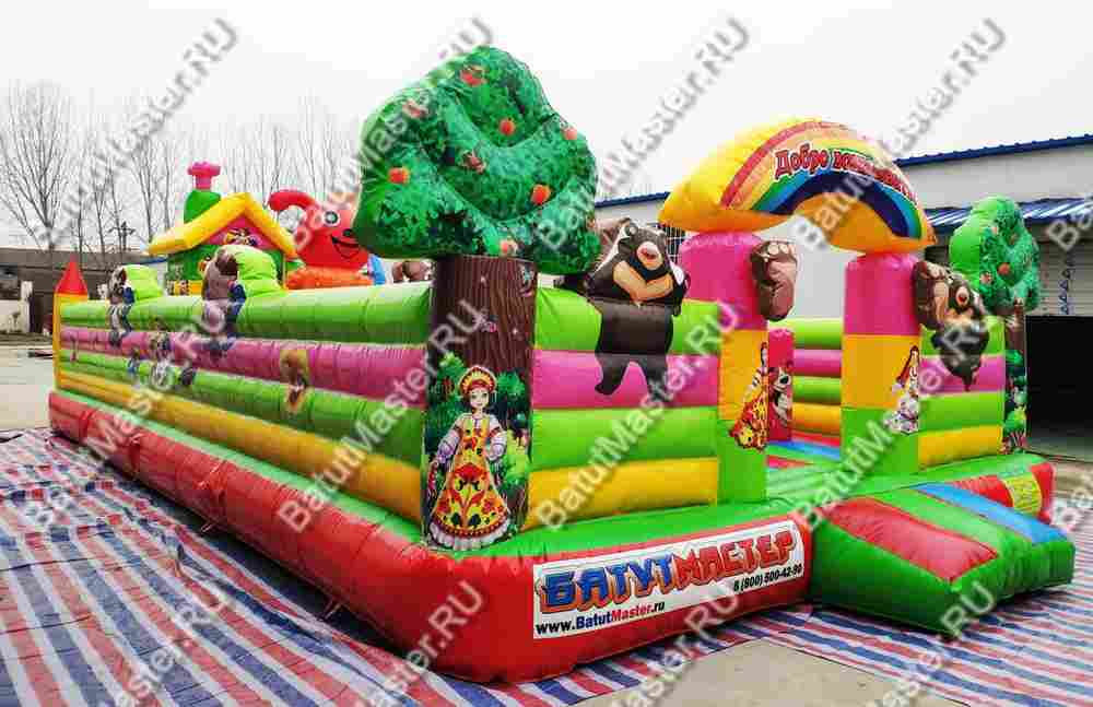 Коммерческий надувной батут "Маша и Миша", 10*6*2,8 м