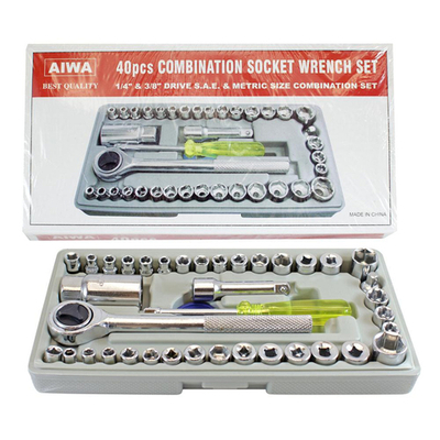 Набор трещетка+38 головок+отвертка в кейсе "AIWA" (197086)