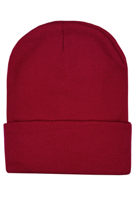 Шапка с подворотом темно-красная