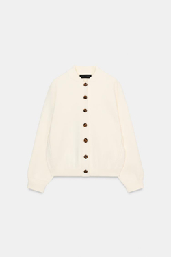 ZARA КАРДИГАН С КОНТРАСТНЫМИ ПУГОВИЦАМИ, ЭКРЮ