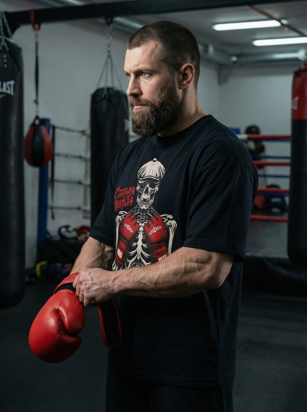 Футболка оверсайз хлопковая черная Legenda Кости боевые