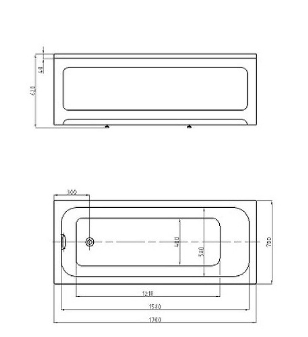 Акриловая ванна Aquatek Eco-friendly Мия 170x70 MIY170-0000004 без панелей, каркаса и слив-перелива
