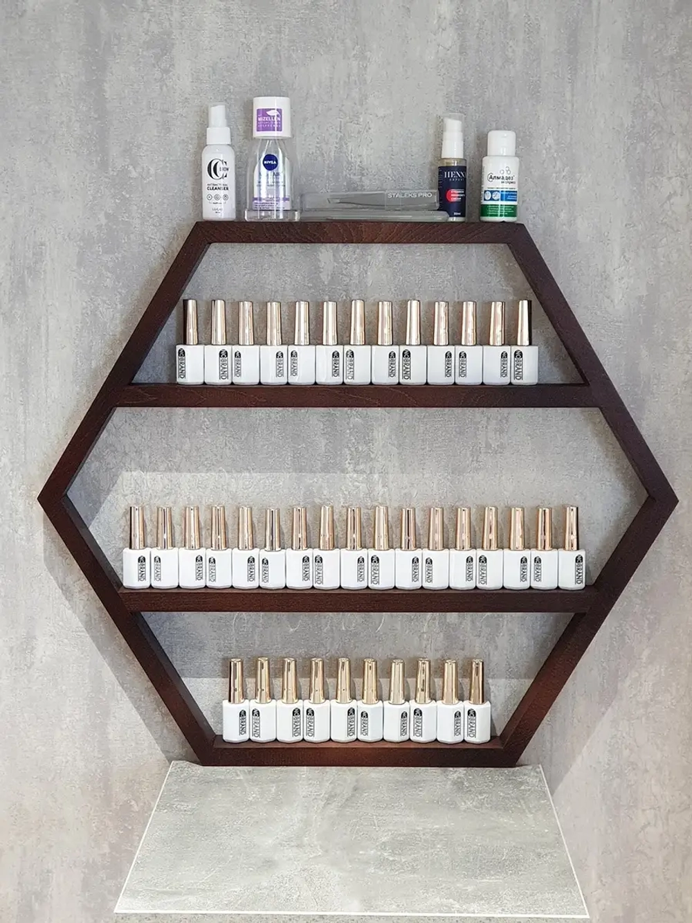 Настенная полка шестиугольник Соты Лофт