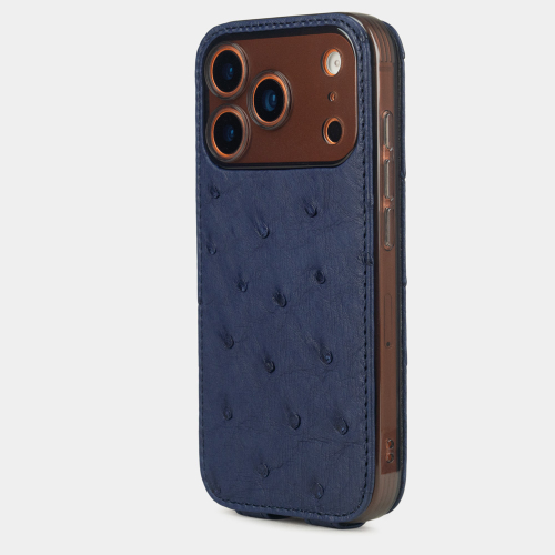 Чехол для iPhone 17 Pro - кожа страуса, синий