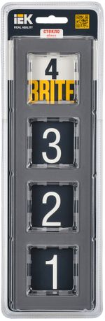 BRITE Рамка 4 -местная РУ-4-2-БрСе стекло серый IEK